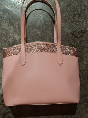 Kate Spade Blush Pink and Rose Gold Glitter Tote